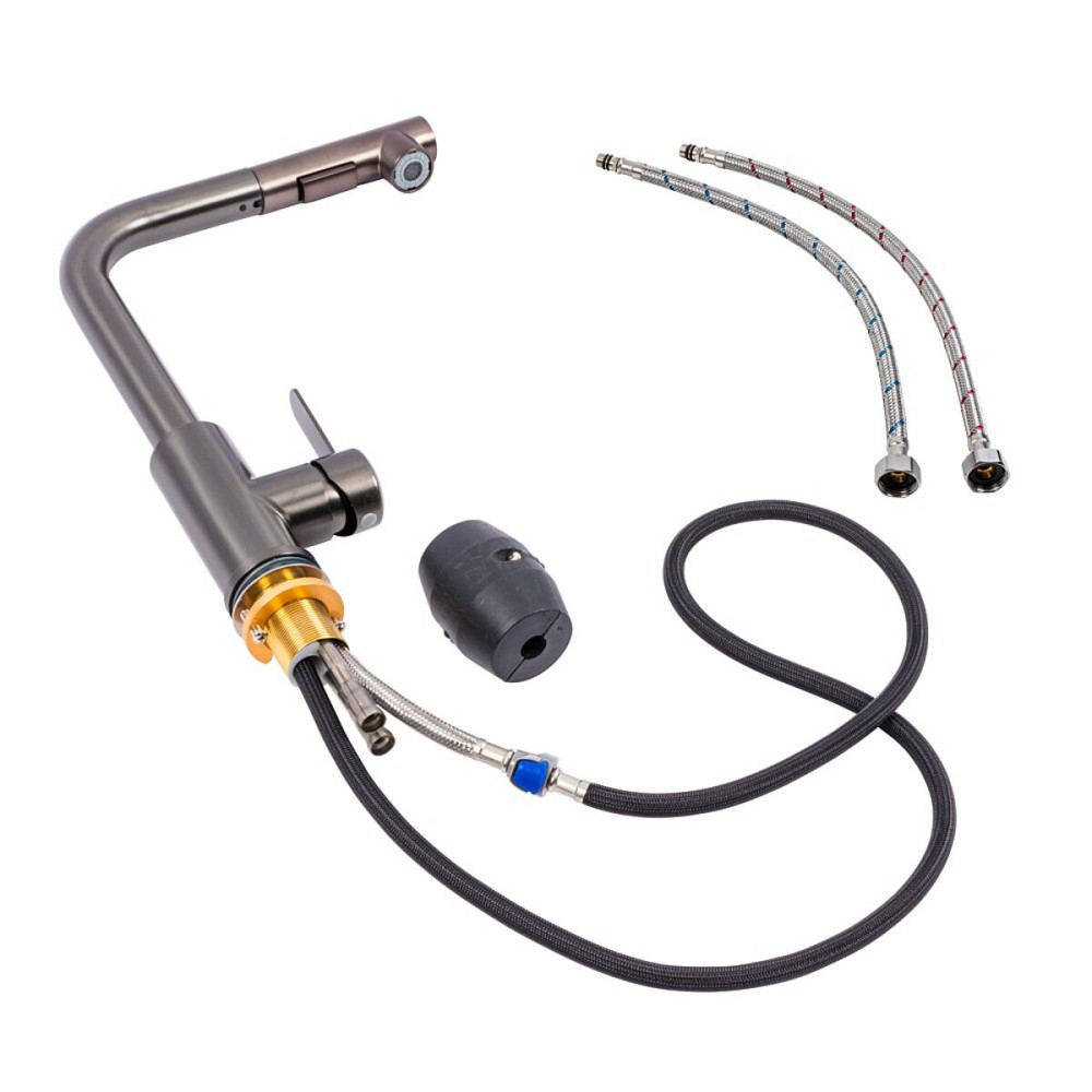 PLATINUM Кухонний змішувач Platinum FC-3 з висувною лійкою (PVD чорний) Киев - изображение 2