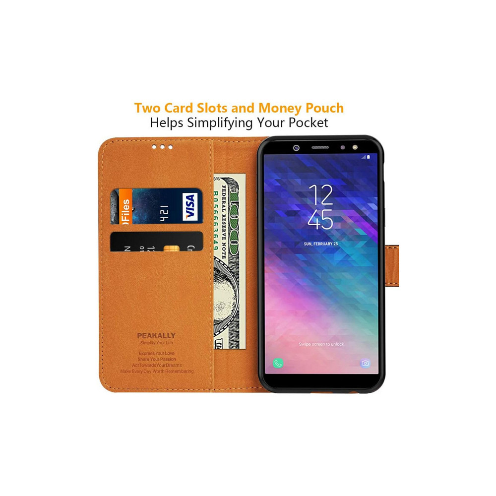 Чохол для телефону кейс гаманець Peakally Samsung Galaxy A6 2018 синій PU шкіра TPU підставка слоти для карт магніт Київ - фото 7