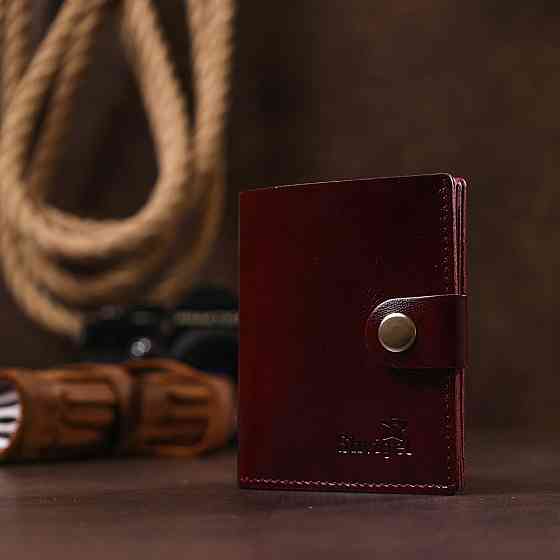 Класичне шкіряне портмоне Бордовий (SHVIGEL) Київ