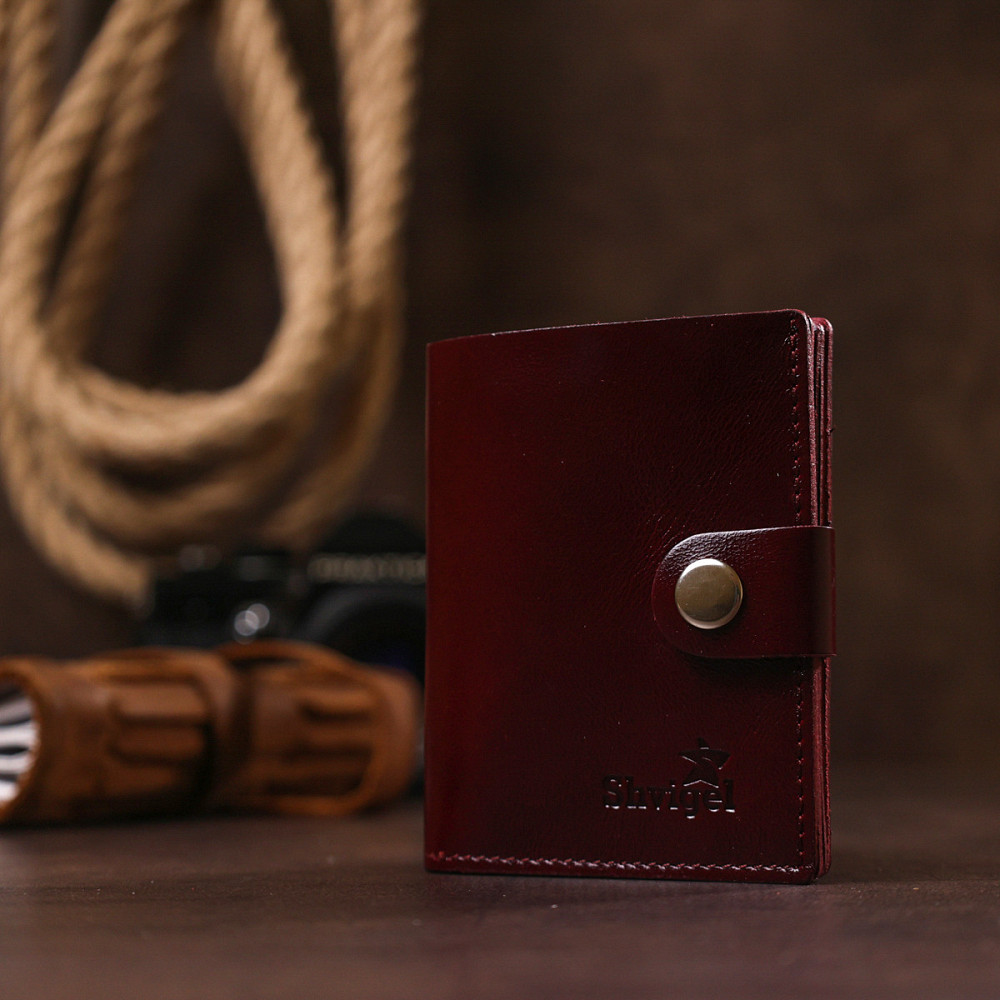 Класичне шкіряне портмоне Бордовий (SHVIGEL) Київ - фото 3