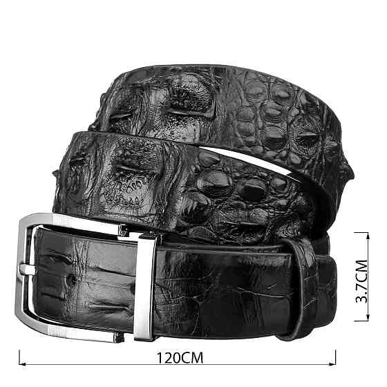 Ремень мужской CROCODILE LEATHER 18008 из натуральной кожи крокодила Черный Киев