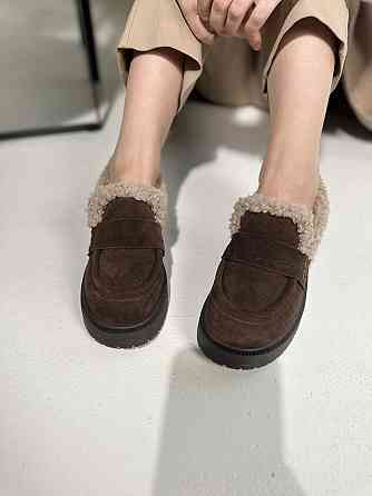 Olli Лофери жіночі OLLI шоколадні натуральна замша з хутром зимові (5634) Коломыя