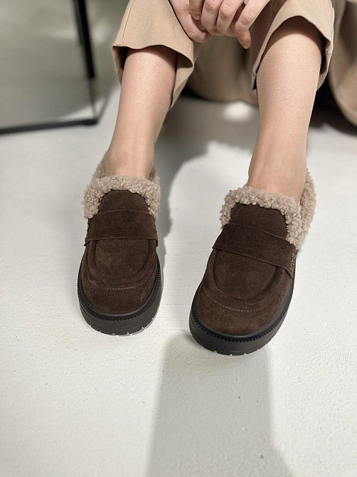 Olli Лофери жіночі OLLI шоколадні натуральна замша з хутром зимові (5634) Коломыя - изображение 2