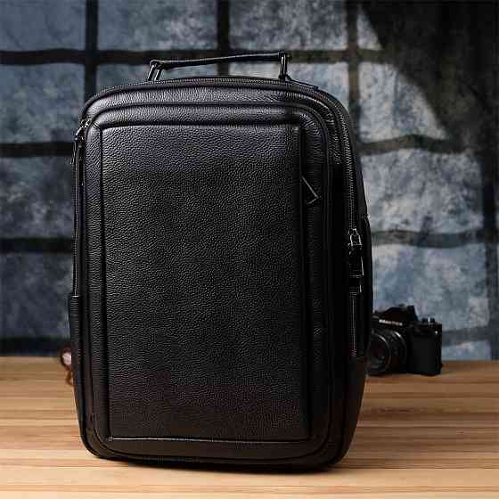 Багатофункціональний рюкзак для чоловіків з натуральної шкіри Vintage 23044 Чорний Київ