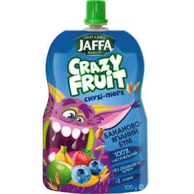 Дитяче пюре Jaffa Crazy Fruit Фруктовий десерт з бананів, яблук, чорниці та суниці 100 г (4820192261982) Вінниця