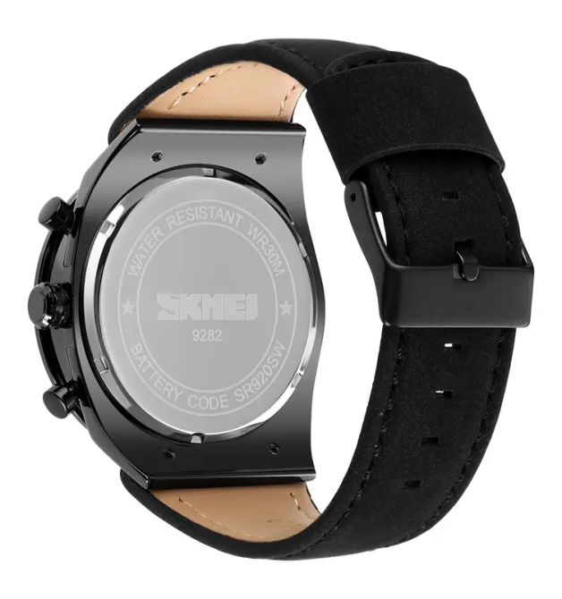 Мужские классические наручные часы Skmei 9282 (Черные с черным дисплеем) Винница - изображение 7