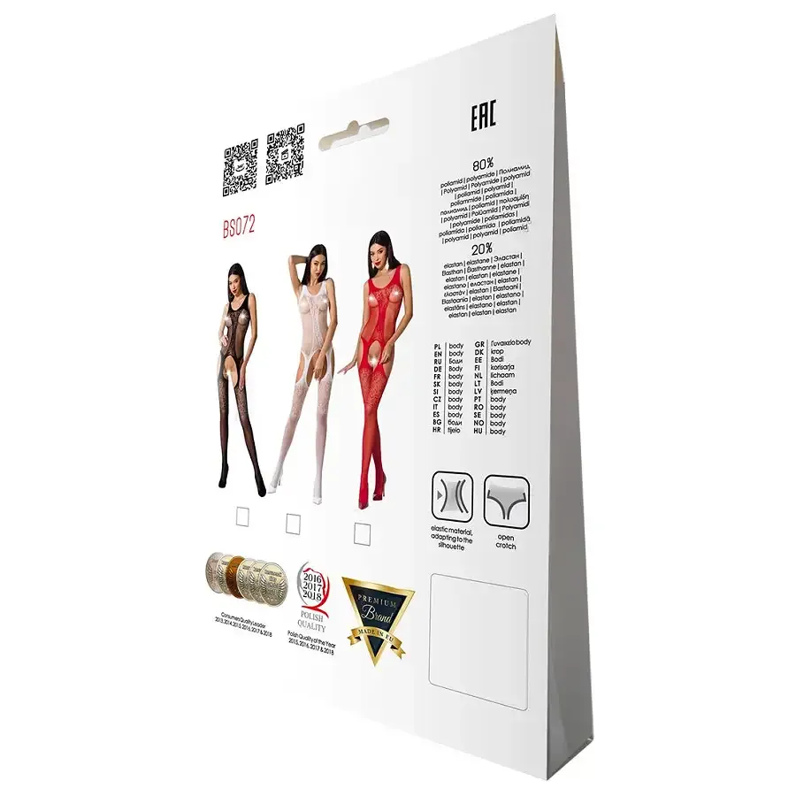 Бодістокінг з імітацією панчіх і ажурною вставкою Passion BS072 red Львів - фото 6