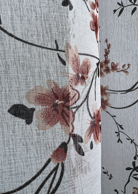 Тюль VR-Textil 1327т Flora Батист Білий з теракотово-чорним принтом 300х270 см (42-0029) Київ - фото 7