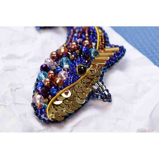 Набір для вишивання бісером прикраси "Синій кит" AD-239 на натуральному полотні Вінниця