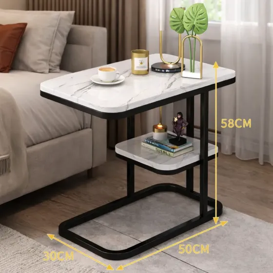 Интерьерный прикроватный столик с мраморной столешницей DASH-5496 50х30х58см Коломыя