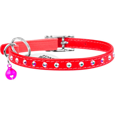 Ошейник для животных WAUDOG GLAMOUR с резинкой и стразами для кошек (красный) (32543) Винница - изображение 2