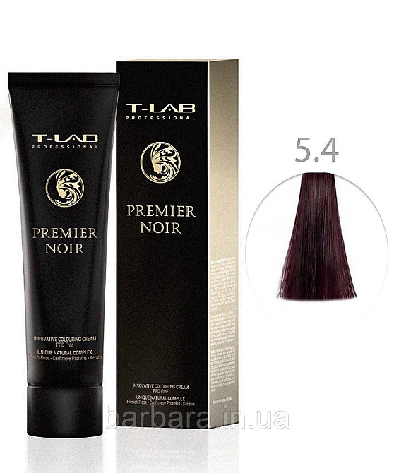 Крем-фарба для волосся T-LAB Professional Premier Noir Colouring Cream 5.4 світлий шатен мідний Київ - фото 1