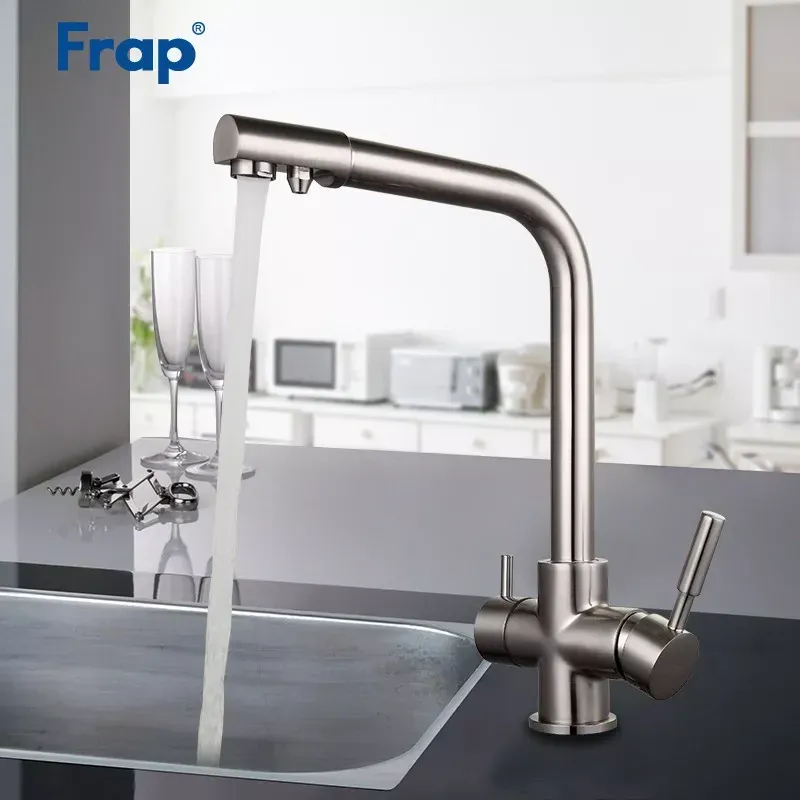 Смеситель для кухни на две воды Frap F4352-5 с подключением к фильтру, сатин Киев - изображение 2
