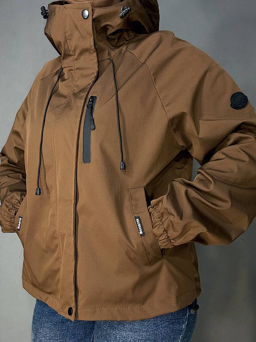 Куртка женская YZY 30128 ветровка оверсайз с капюшоном на подкладке one size, коричневый, one size Киев - изображение 7