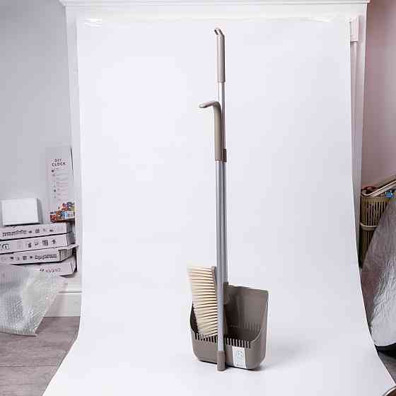 Набір віник і совок на довгій ручці для підлоги 25×24×100 см щітка віник для прибирання Сірий HP-45-15G Київ