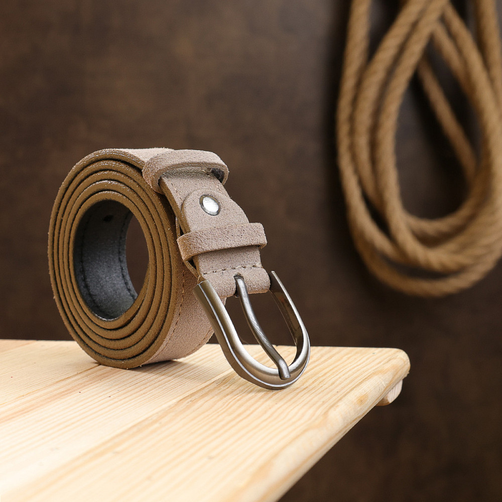 Замшевый ремень для женщин Vintage 20798 Серый Киев - изображение 8