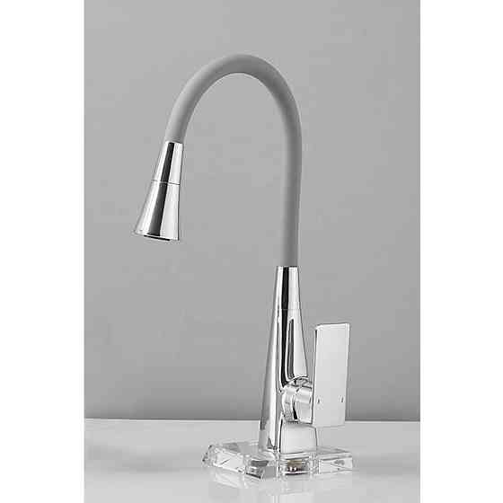 Смеситель для кухни Mixxus Etna 014-T (NUT) Refl.Grey латунный (Цвет хром+силионовый излив серый) (MI8420) Черновцы