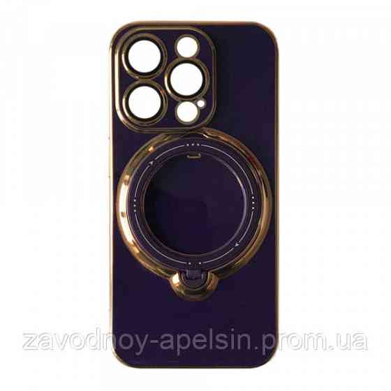 Iphone 14 Pro Max Чохол магніт Підставка Bling (фіолетовий + золото) Одеса