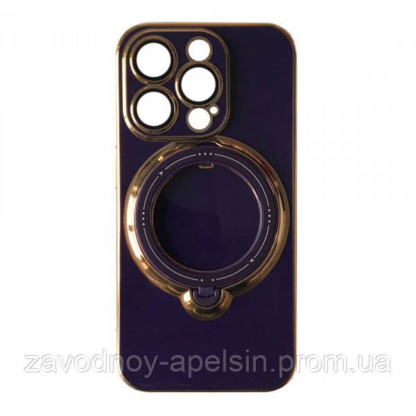 Iphone 14 Pro Max Чохол магніт Підставка Bling (фіолетовий + золото) Одеса - фото 1