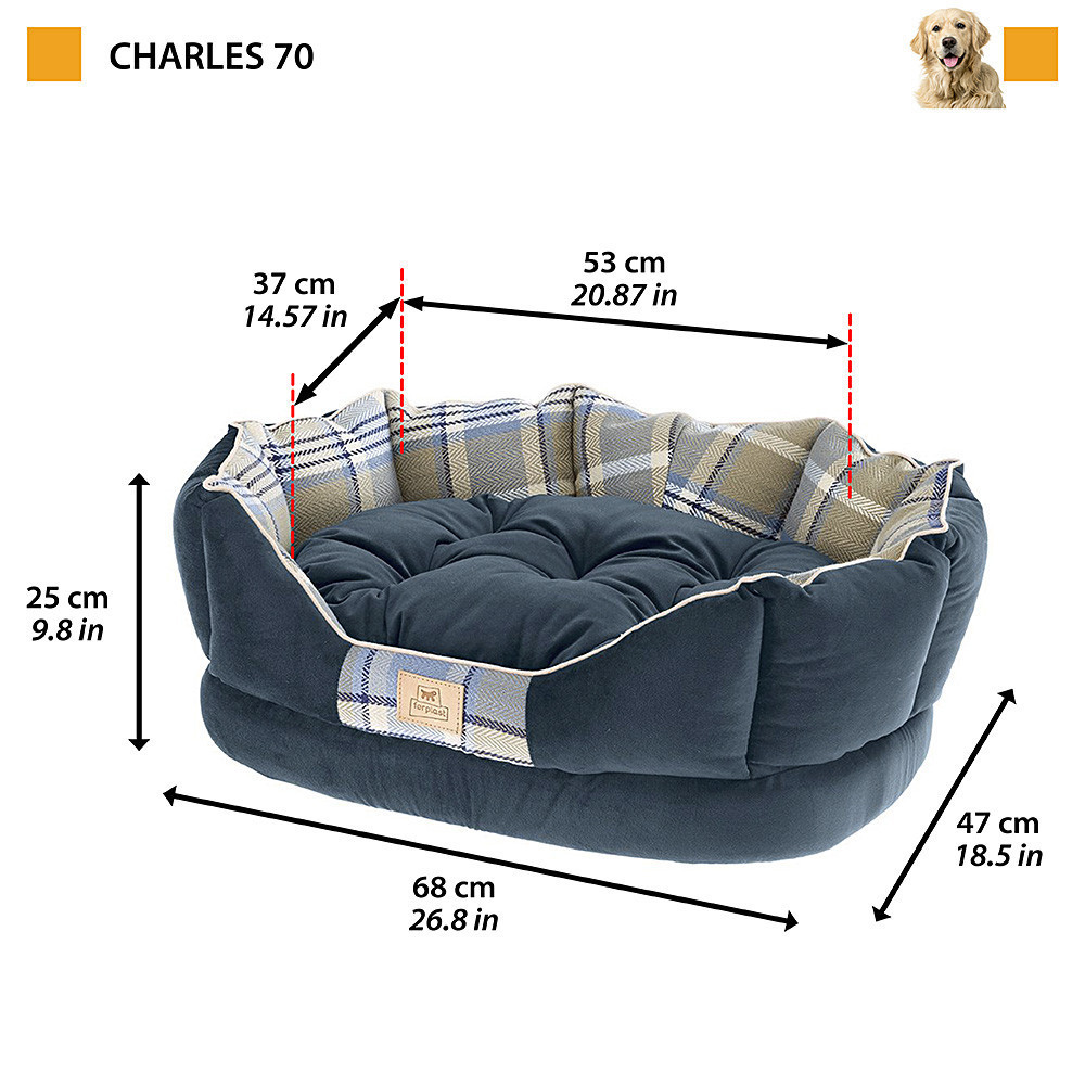 Лажак - м’яке місце для собак і котів Ferplast Charles (Ферпласт Чарльз) 68 х 47 x h 25 см - 70, Коричневий Запоріжжя - фото 3