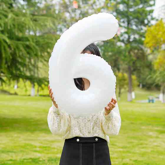 Шарик цифра 6 праздничная 32 дюйма белый Киев