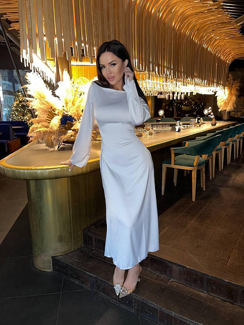 Жіноча стильна довга елегантна сукня дабл шовк Молочний, 46/48 Одеса - фото 5