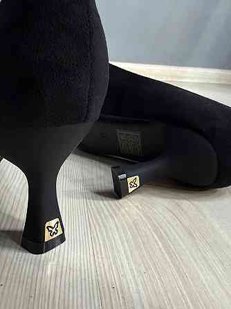 Туфли женские Meideli 6605-11 лодочки на каблуке экозамш черные, 40, 25 см Киев