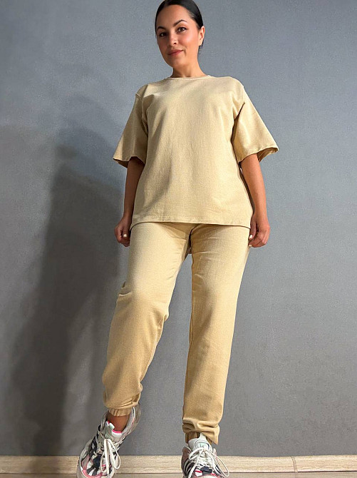 Костюм женский Pepper&mint 24-01-01 оверсайз футболка с брюками на резинке капучино, капучино, SM Киев - изображение 7