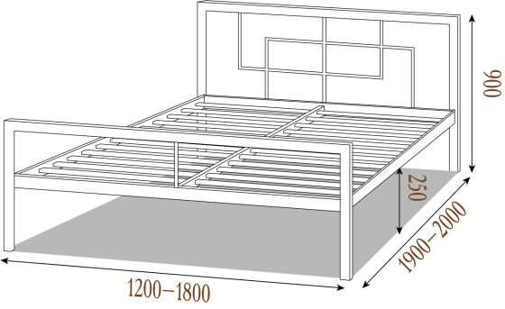 Кровать Квадро (Металическая) ТМ Металл Дизайн 180х200, Каркас метал 4.5 см Харьков