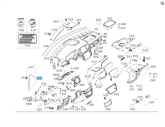 Mercedes-Benz  A1666808503 9051 Накладка торця торпеди ліва ML/GLE W166 GLE Coupe C292 GL/GLS X166 Одеса