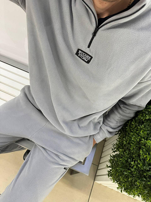 Мужской теплый костюм двойка из двухстороннего плотного флиса Серый, 46/50 Одесса - изображение 3