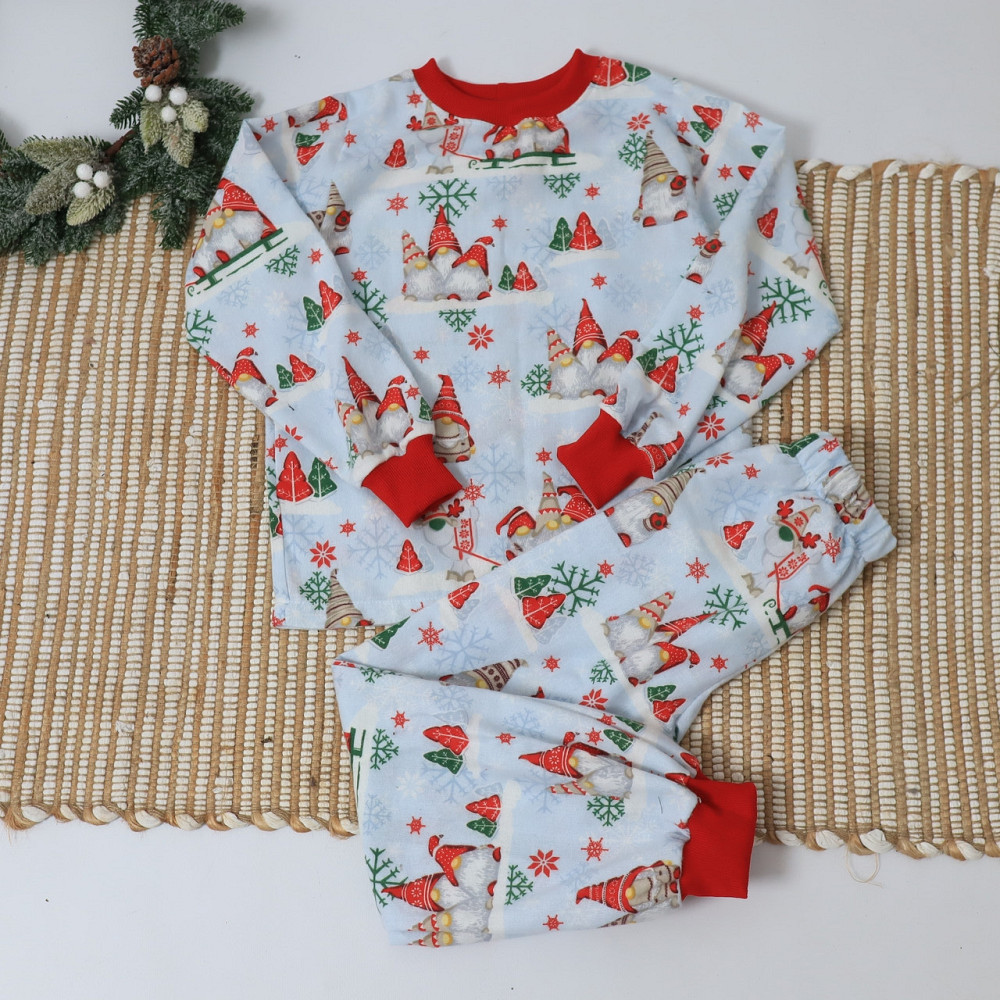 Хлопковая новогодняя детская пижама с гномами (свитшот + штаны) Каменец-Подольский - изображение 3