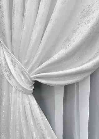 Комплект готових штор VR-Textil Жакард Мармур Al1 № 1300ш Білий 100х270 см 2 шт (31-573) Київ