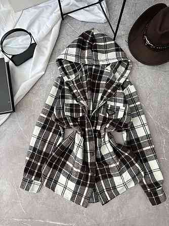 Жіноча повсякденна сорочка в клітинку з капюшоном турецький кашемір Шоколад, 42/46 Одеса