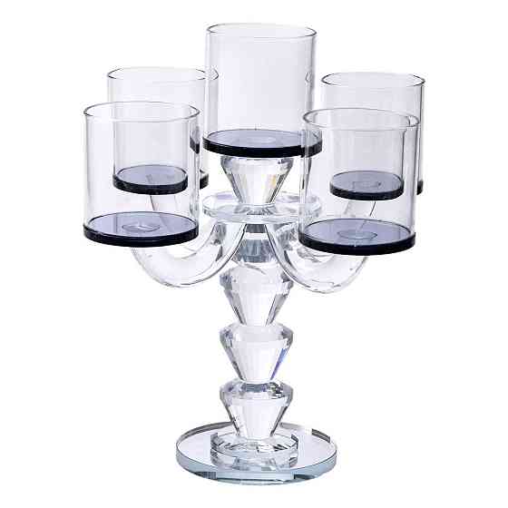 Канделябр на 5 свічок 19×19×24 см підсвічник декоративний скляний на ніжці Чорний HP-4-23 Київ