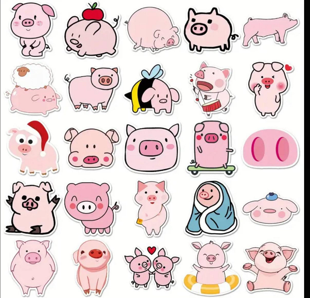 Наклейки со свинками 50 шт - милый набор для декора Киев - изображение 2