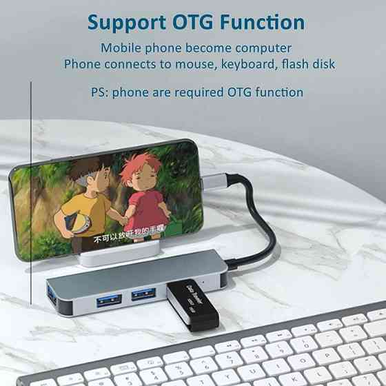 USB 3.1 Type-C хаб-распределитель на 4 порта USB 3.0/2.0, металл, поддержка BC1.2 Киев