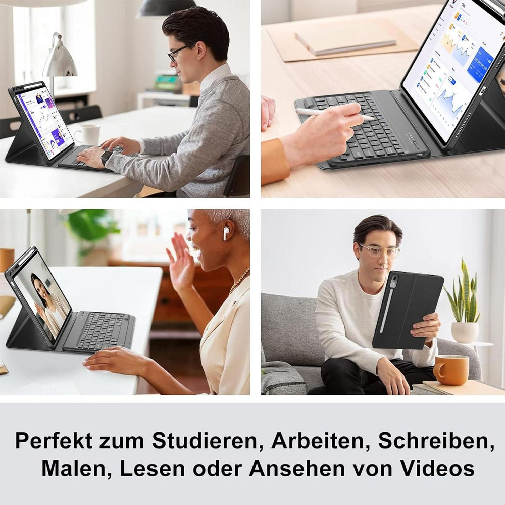 Чехол-клавиатура для Lenovo Idea Tab Pro 12.7 2025 магнитная съемная Bluetooth QWERTZ USB-C чёрный Киев - изображение 6