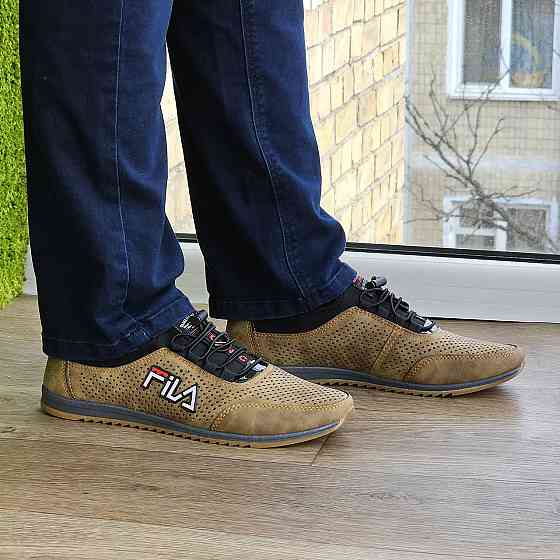 Мужские Мокасины Кроссовки FILA Коричневые с Перфорацией Туфли (размеры: 40,41,42,43,44,45) Видео Обзор - 17-3 Днепр