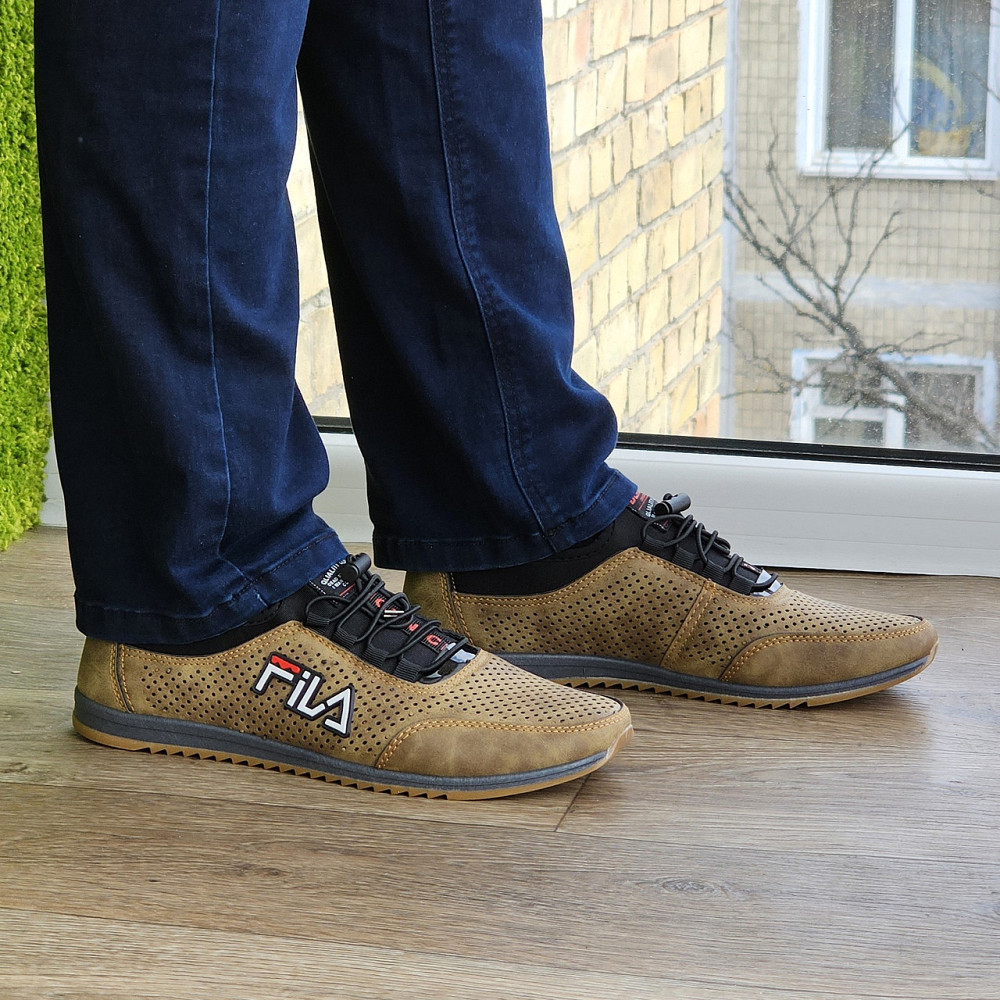 Мужские Мокасины Кроссовки FILA Коричневые с Перфорацией Туфли (размеры: 40,41,42,43,44,45) Видео Обзор - 17-3 Днепр - изображение 5