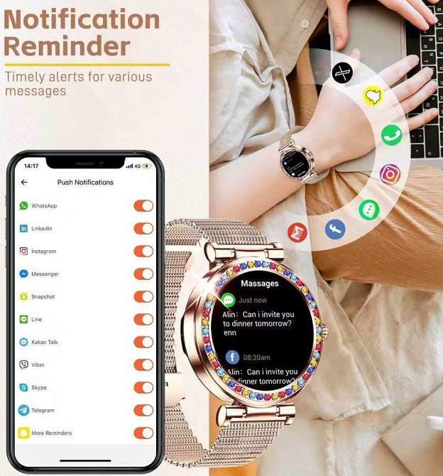 Жіночий смарт-годинник: EIGIIS CF30 RAINBOY. NFC. Київ - фото 3