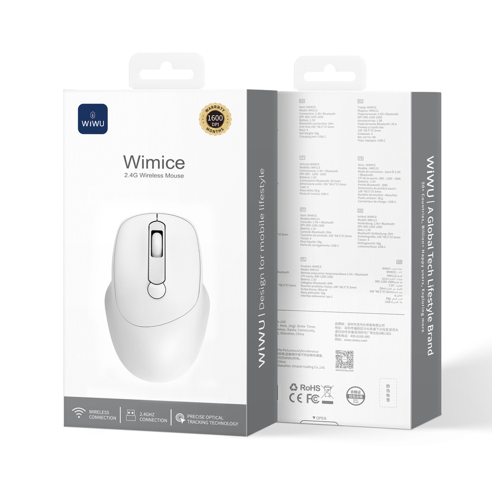 Маніпулятор миша бездротова WIWU 2.4G Wireless Mouse WM113 White Одеса - фото 2