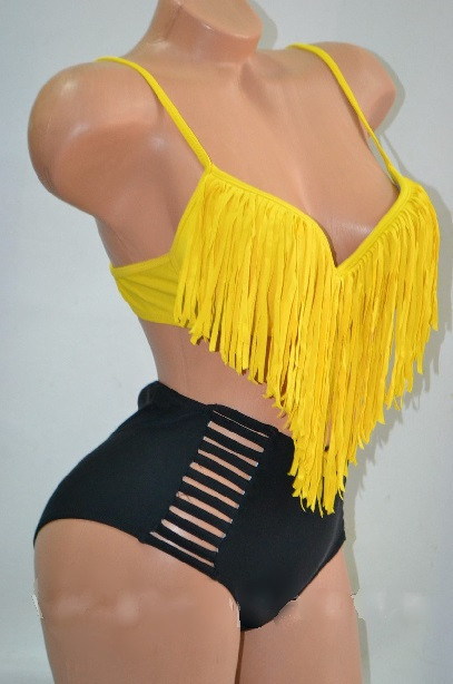 Купальник с высокой талией женский желто-черный Киев - изображение 2