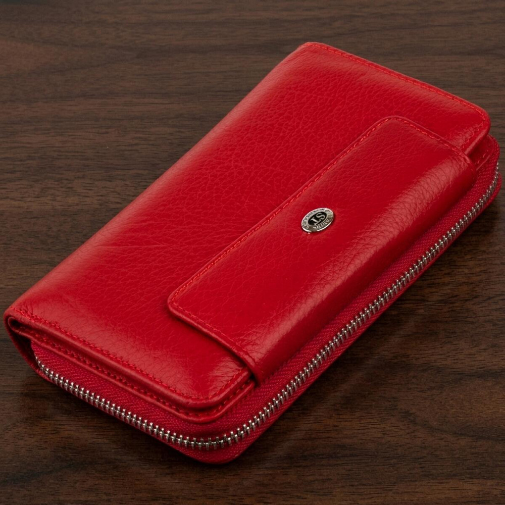 Гаманець зі шкіри на клямці ST Leather 19343 Червоний Київ - фото 11