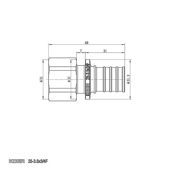 Переходник с ВР Koer KA.A08F-25 - 25(3.5mm) x 3/4