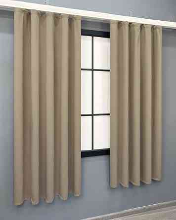 Комплект коротких штор VR-Textil Блекаут Midnight № 1230ш Темний бежевий 140х170 см 2 шт (35-0430) Київ