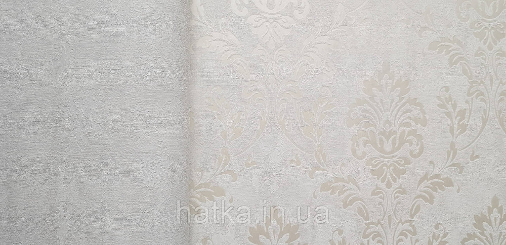 Шпалери вінілові на флізеліні Grandeco Universe 5 вензелю завитки сріблясті на білому Київ - фото 3
