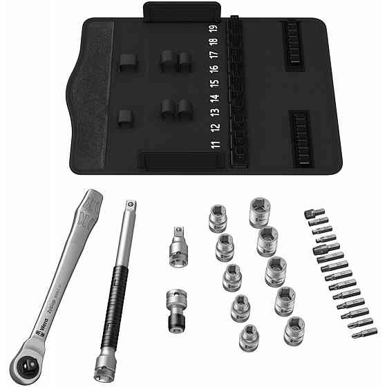 Набор торцевых головок и бит с трещоткой, удлинителем 1/2