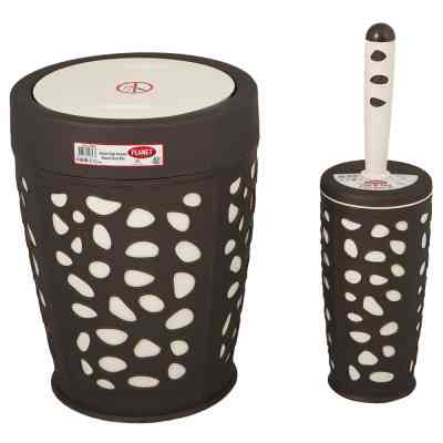 Набор для ванной комнаты Planet Household Stone 2 предмета коричневый с кремовым (6867) Винница