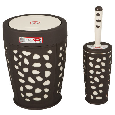 Набор для ванной комнаты Planet Household Stone 2 предмета коричневый с кремовым (6867) Винница - изображение 1